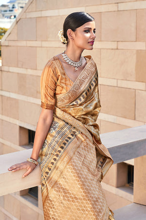 Sand Yellow Digital Print Saree