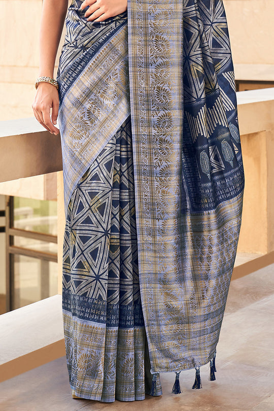 Aegon Blue Digital Print Saree Aegon Blue Digital Print Saree