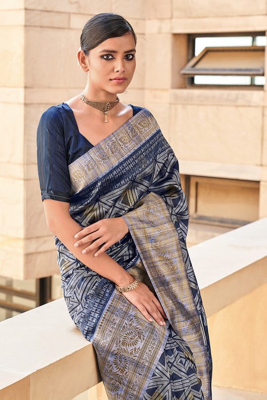 Aegon Blue Digital Print Saree Aegon Blue Digital Print Saree