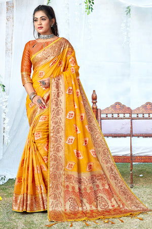 Pastel Orange Organza Saree