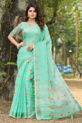 Mint Green Linen Blend Saree Mint Green Linen Blend Saree