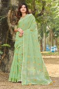 Fern Green Linen Blend Saree Fern Green Linen Blend Saree