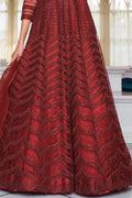 Currant Red Heavy Embroidered Anarkali Dress anarkali suit