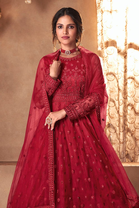 Garnet Red Anarkali Dress anarkali suit