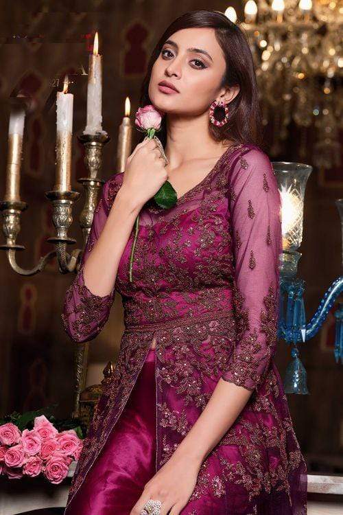 Magenta Purple Heavy Embroidered Anarkali Dress anarkali suit