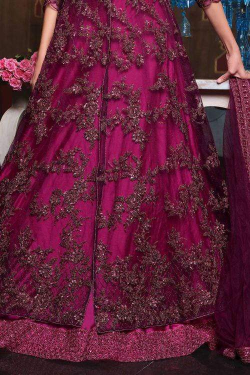Magenta Purple Heavy Embroidered Anarkali Dress anarkali suit