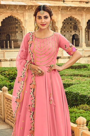 Salmon Pink Aanarkali Suit