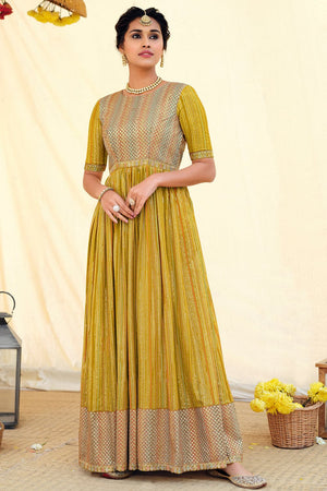 Canary Yellow Anarkali Suit