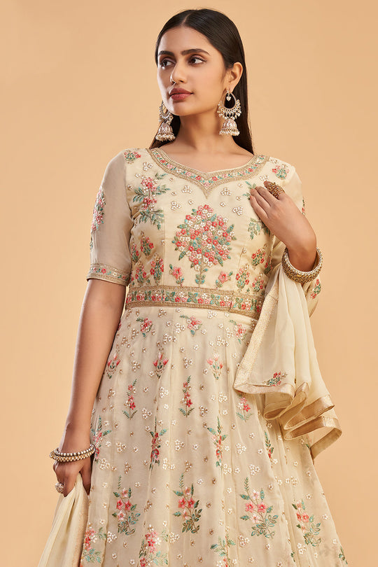 Flax Yellow Anarkali Suit anarkali suit