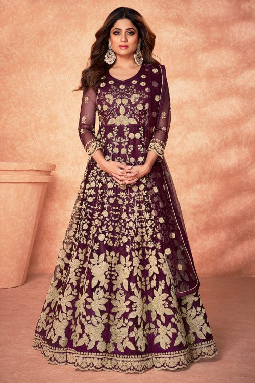 Mulberry Puprle Anarkali Suit purple anarkali suit
