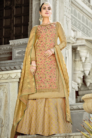 Pearlescent Beige Anarkali Suit
