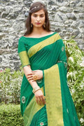 Clover Green Banarasi Chanderi Saree Clover Green Banarasi Chanderi Saree