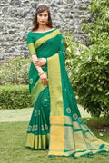 Clover Green Banarasi Chanderi Saree Clover Green Banarasi Chanderi Saree