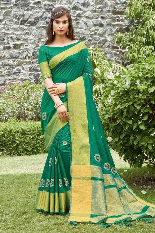 Clover Green Banarasi Chanderi Saree Clover Green Banarasi Chanderi Saree