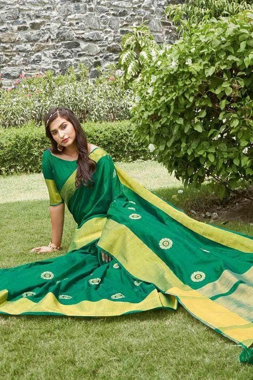 Clover Green Banarasi Chanderi Saree Clover Green Banarasi Chanderi Saree