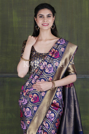 Gam Purple Banarasi - Chanderi Saree