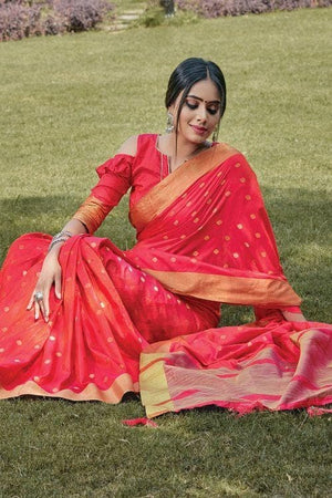 Imperial Red Banarasi Chanderi Saree