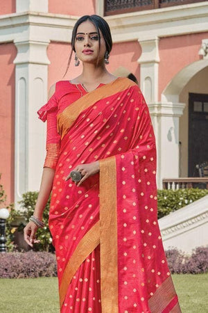 Imperial Red Banarasi Chanderi Saree