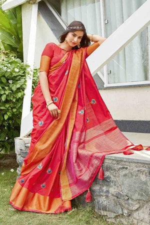 Imperial Red Banarasi Chanderi Saree