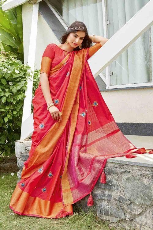 Imperial Red Banarasi Chanderi Saree Imperial Red Banarasi Chanderi Saree