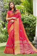 Imperial Red Banarasi Chanderi Saree Imperial Red Banarasi Chanderi Saree