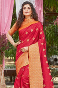 Imperial Red Banarasi Chanderi Saree chanderi banarasi saree