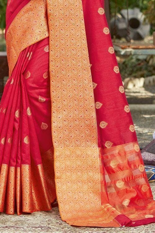 Imperial Red Banarasi Chanderi Saree chanderi banarasi saree