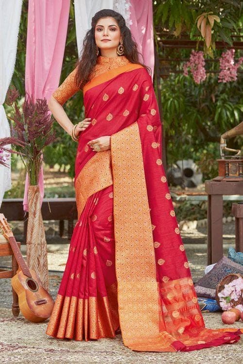 Imperial Red Banarasi Chanderi Saree chanderi banarasi saree