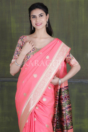 Punch Pink Banarasi - Chanderi Saree