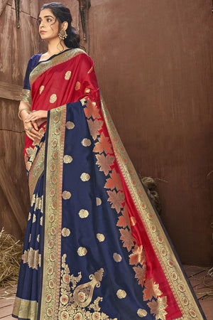 red chanderi saree