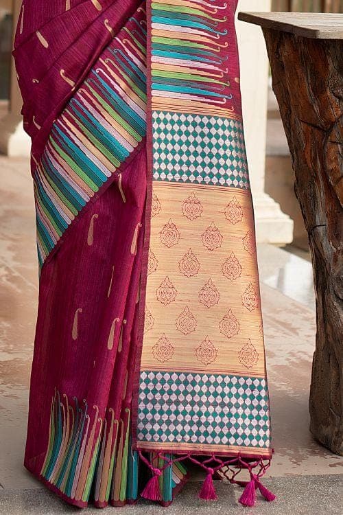 Venetian Red Banarasi Chanderi Saree Venetian Red Banarasi Chanderi Saree