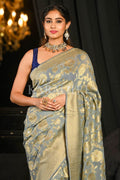 Bright Grey Khaddi Georgette Banarasi Saree Banarasi Khaddi Georgette Saree Bright Grey Khaddi Georgette Banarasi Saree saree online