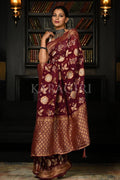 Burgundy Red Khaddi Banarasi Georgette Saree georgette fabric
