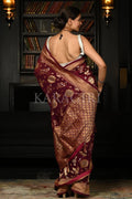 Burgundy Red Khaddi Banarasi Georgette Saree georgette material