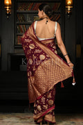 Burgundy Red Khaddi Banarasi Georgette Saree banarasi saree