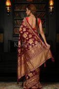 Carmine Red Khaddi Banarasi Georgette Saree banarasi saree