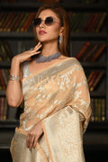 Champagne Beige Khaddi Banarasi Georgette Saree silk saree