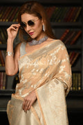 Champagne Beige Khaddi Banarasi Georgette Saree banarasi saree online