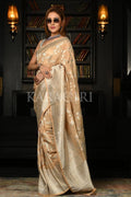 Champagne Beige Khaddi Banarasi Georgette Saree khaddi banarasi saree