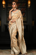 Champagne Beige Khaddi Banarasi Georgette Saree banarasi saree