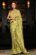 Chartreuse Green Khaddi Banarasi Georgette Saree khaddi banarasi saree