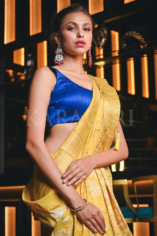 Corn Yellow Banarasi Khaddi Georgette Saree Banarasi Khaddi Georgette Saree Corn Yellow Banarasi Khaddi Georgette Saree saree online
