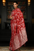 Crimson Red Khaddi Banarasi Goergette Saree georgette