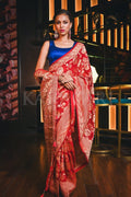 Lava Red Banarasi Khaddi Georgette Saree Banarasi Khaddi Georgette Saree Lava Red Banarasi Khaddi Georgette Saree saree online