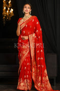 Safe Red Banarasi Khaddi Georgette Saree Banarasi Khaddi Georgette Saree Safe Red Banarasi Khaddi Georgette Saree saree online