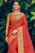 Candy Red Banarasi Patola Saree Banarasi - Patola Saree Candy Red Banarasi - Patola Saree saree online