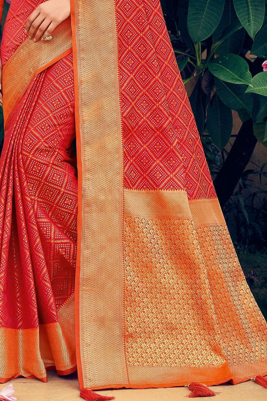 Candy Red Banarasi Patola Saree Banarasi - Patola Saree Candy Red Banarasi - Patola Saree saree online