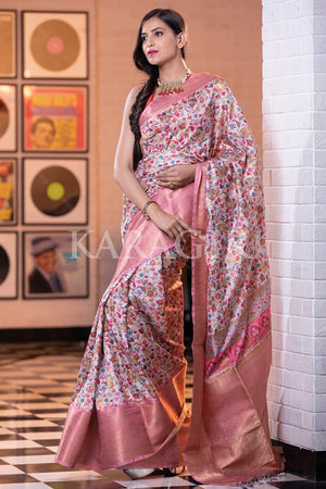 Cerise Pink Banarasi Patola Saree