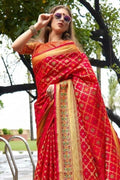 Cherry Red Banarasi Patola Saree Banarasi Patola Saree Cherry Red Banarasi Patola Saree saree online