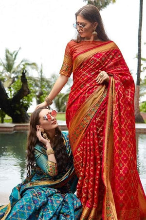 Banarasi - Patola Saree Cherry Red Banarasi - Patola Saree saree online